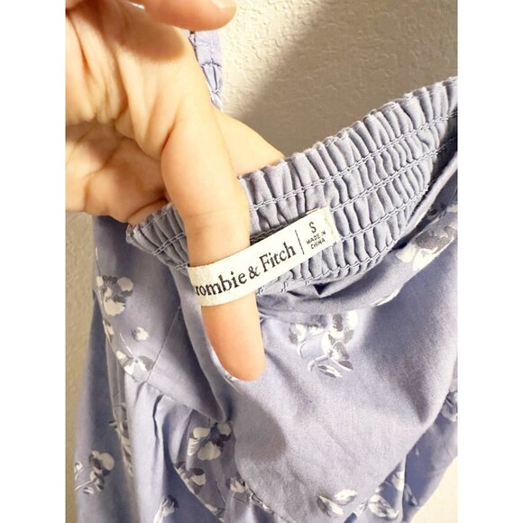 Abercrombie & Fitch Poplin Puff Sleeve Midi Dress Smocked Back Floral Blue Small - Picture 6 of 6